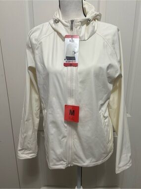 32 Degrees Cream Hooded Utility Jacket - Lightweight Zip Front